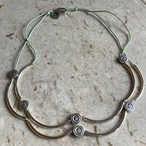 LIZZY JAMES Mint Green & Silver, Double Strand, Wrap Bracelet & Necklace Sz. M